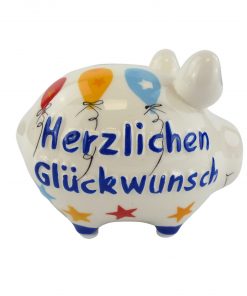 KCG Sparschwein, Seitenansicht mit Schriftzug "Herzlichen Glückwunsch"