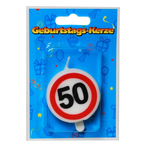 Tortenkerze zum 50. Geburtstag "Verkehrsschild"