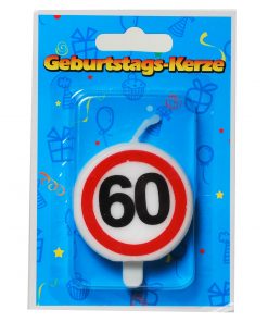 Tortenkerze zum 60. Geburtstag "Verkehrsschild"