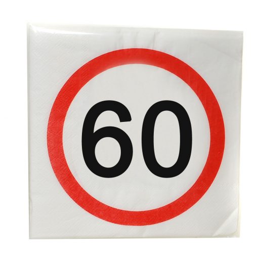 Servietten zum 60. Geburtstag "Verkehrsschild"