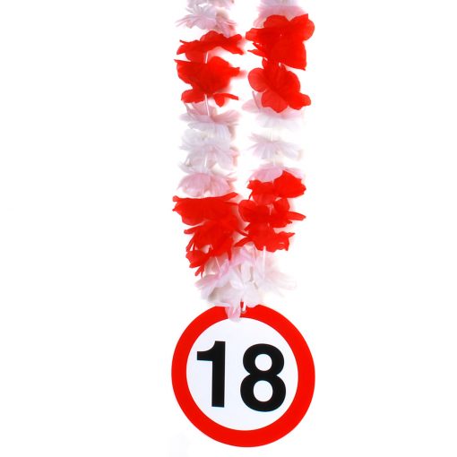 Hawaii-Kette zum 18. Geburtstag in rot/weiß