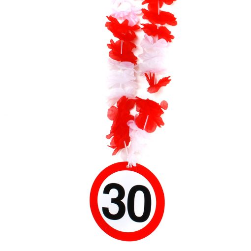 Hawaii-Kette zum 30. Geburtstag in rot/weiß