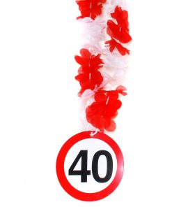 Hawaii-Kette zum 40. Geburtstag in rot/weiß