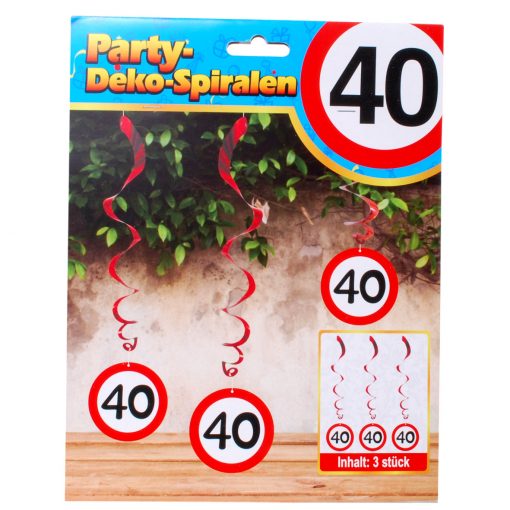 Dekospiralen zum 40. Geburtstag in rot/weiß