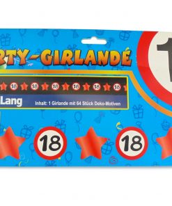 Girlande zum Geburtstag mit Motiv "Verkehrsschild 18 und Sternen"