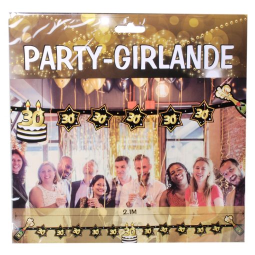 Party-Girlande zum 30. Geburtstag in schwarz und gold