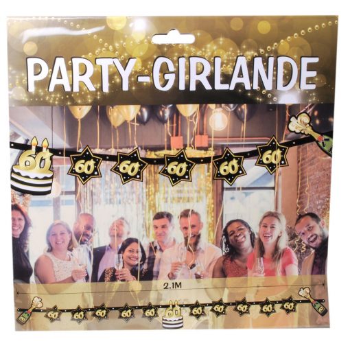 Party-Girlande zum 60. Geburtstag in schwarz und gold