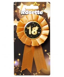 Ansteck-Rosette mit der Zahl 18 in schwarz/gold