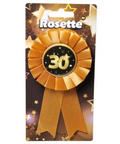 Ansteck-Rosette mit der Zahl 30 in schwarz/gold