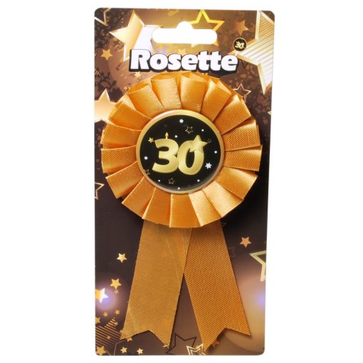 Ansteck-Rosette mit der Zahl 30 in schwarz/gold