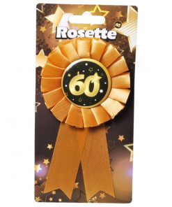 Ansteck-Rosette mit der Zahl 60 in schwarz/gold