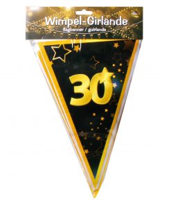 Wimbel-Girlande zum 30. Geburtstag in schwarz/gold