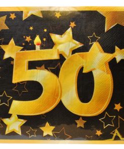 Servietten in schwarz und gold zum 50. Geburtstag