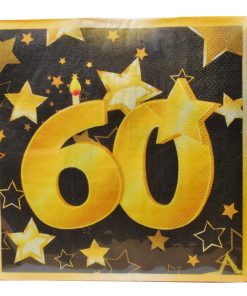 Servietten in schwarz und gold zum 60. Geburtstag