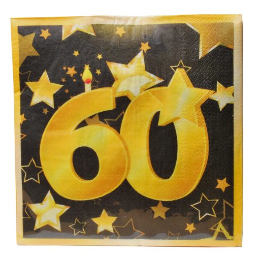 Servietten in schwarz und gold zum 60. Geburtstag