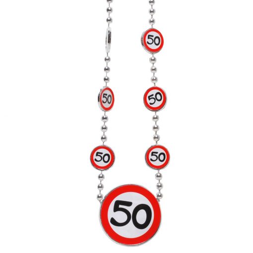 Halskette zum 50. Geburtstag "Verkehrsschild"