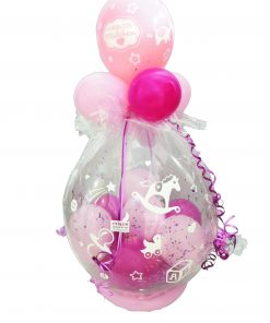 Geschenkballon in rosa und pink zur Geburt eines Mädchen