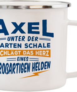 Weißer Emaile-Becher "Axel"