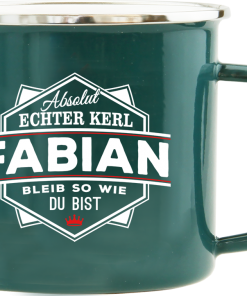 Dunkelgrüner Emaille-Becher "Fabian"
