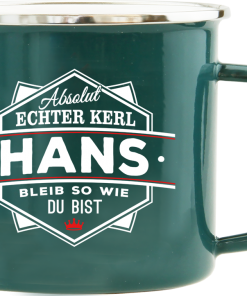 Dunkelgrüner Emaille-Becher "Hans"