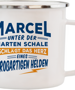 Weißer Emaille-Becher "Marcel"