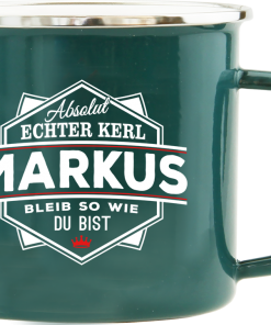 Dunkelgrüner Emaille-Becher "Markus"