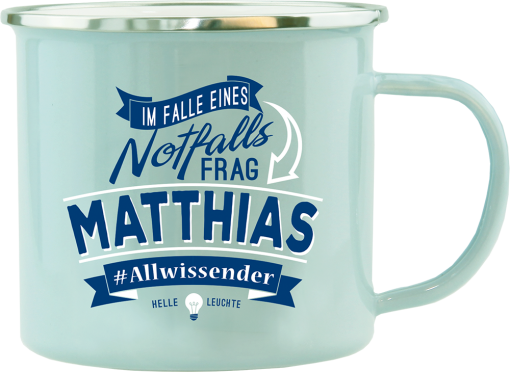 Hellblauer Emaille-Becher "Matthias"