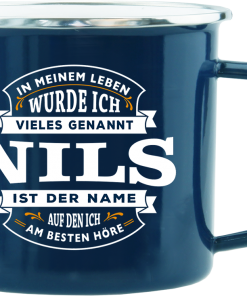 Dunkelblauer Emaille-Becher "Nils"