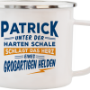 Weißer Emaille-Becher "Patrick"