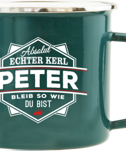 Dunkelgrüner Emaille-Becher "Peter"