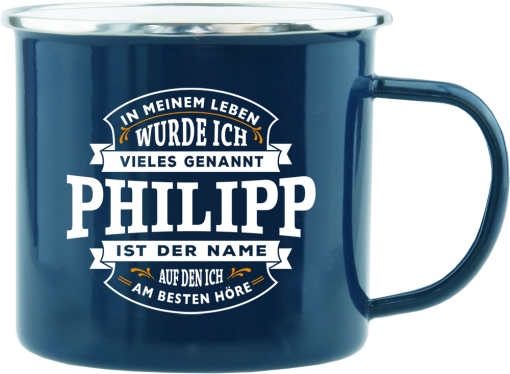 Dunkelblauer Emaille-Becher "Philipp"
