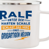 Weißer Emaille-Becher "Ralf"