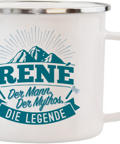 Weißer Emaille-Becher "René"