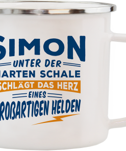 Weißer Emaille-Becher "Simon"