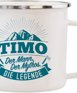 Weißer Emaille-Becher "Timo"