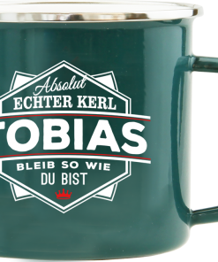 Dunkelgrüner Emaille-Becher "Tobias"