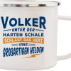 Weißer Emaille-Becher "Volker"