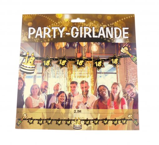 Party-Girlande zum 18. Geburtstag in schwarz und gold