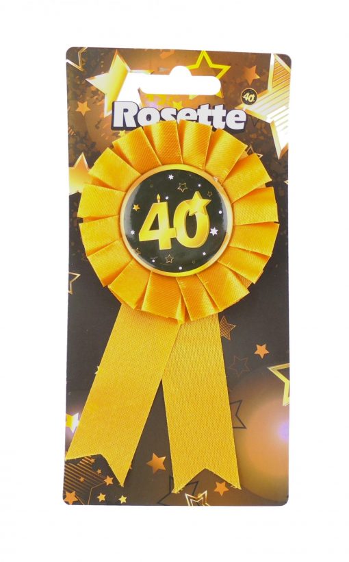 Ansteck-Rosette mit der Zahl 40 in schwarz/gold