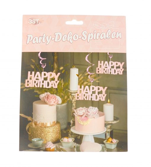 Party-Deko-Spiralen "Happy Birthday" roségold