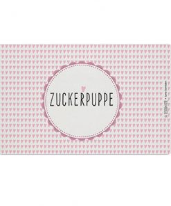 Brettchen in rosa/weiß und mit Schriftzug "Zuckerpuppe"