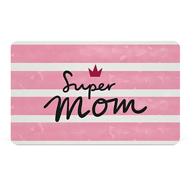 Brettchen in rosa/weiß mit Schriftzug "Super Mom"