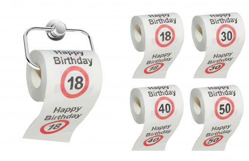 Toiletten-Papier "Runder Geburtstag", 20m, 200 Blatt, verschiedene Motive