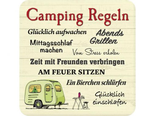 Untersetzer aus Metall "Camping Regeln"