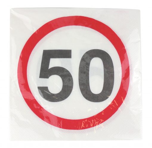 Servietten zum 50. Geburtstag "Verkehrsschild 50"