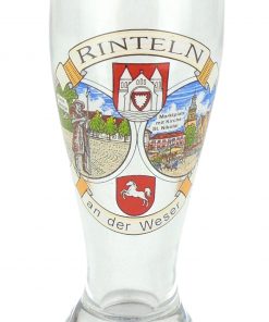 Miniatur Weizenbierglas mit Goldrand "Rinteln an der Weser"
