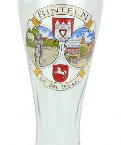 Weizenbierglas "Rinteln and der Weser" mit Goldrand