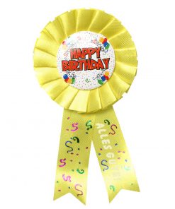 Ansteck-Rosette "Happy Birthday"