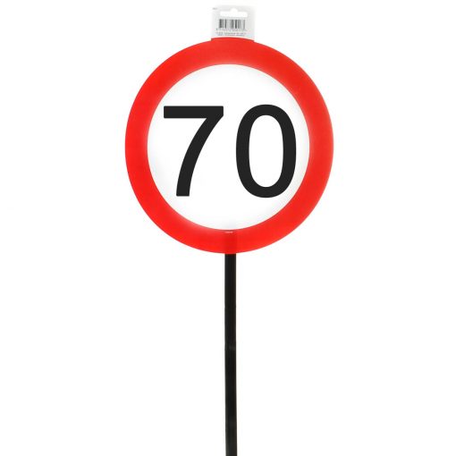 Verkehrsschild "70" mit Stab