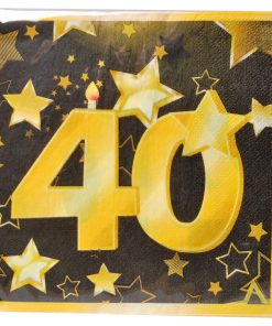 Servietten in schwarz und gold zum 40. Geburtstag